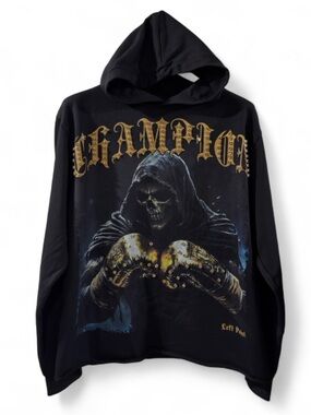 Left Point Rhinestone Champion Raw Hem Cropped Hoodie Size Men’s XL (NWT)